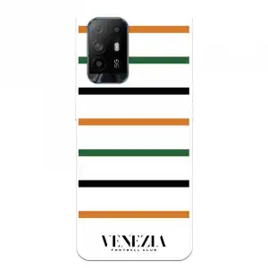 Funda para Oppo A74 4G del Venezia Fondo Blanco Rayas - Licencia Oficial Venezia Football Club