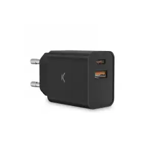 Ksix Cargador Dual USB-A/USB-C 30W Negro