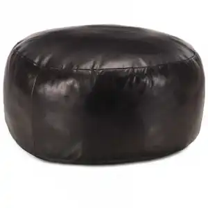 vidaXL Puf negro 60x30 cm cuero auténtico de cabra