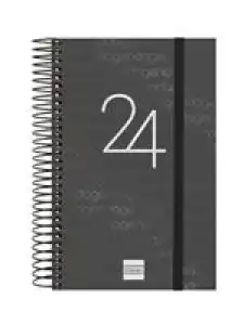 Agenda anual 2024 Finocam A6 Year E5 día por página Negro