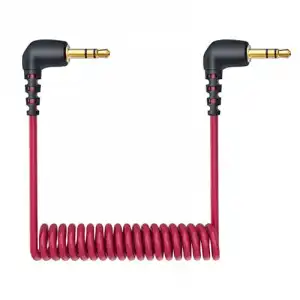 Cable Micrófono TRS a TRRS de 3.5mm Macho/Macho Acodado 20cm Rojo