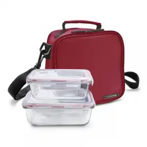 Porta alimentos Iris Lunchbag Basic Roja + 2 tupper vidrio
