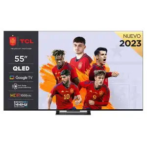 TCL - TV QLED 139 cm (55') TCL 55C745, 4K UHD, 144Hz VRR, Full Array Local Dimming, Smart TV Google TV Dolby Vision y Atmos (Reacondicionado grado A).