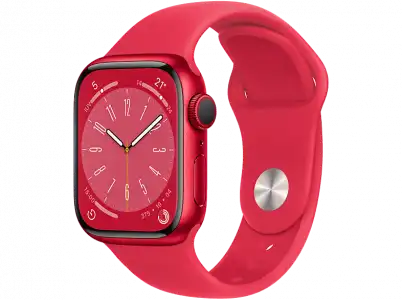 APPLE Watch Series 8 (2022), GPS+CELL, 41 mm, Caja de aluminio, Vidrio delantero Ion-X, Correa deportiva (PRODUCT) RED