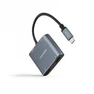 Nanocable Conversor USB-C a 2xHDMI/USB2.0/PD 15 cm Gris