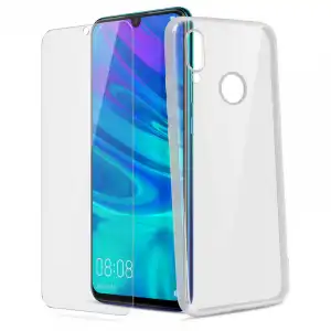 Avizar Funda de Silicona Transparente + Cristal Templado para Huawei P Smart 2019/Honor 10 Lite