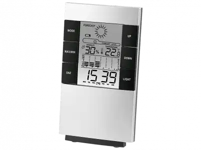 Estación meteorológica - Hama Termohigrómetro LCD TH-200, Previsión de la Temperatura y Humedad, Función Alarma, Plata