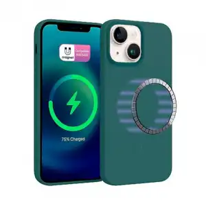 Icoveri Funda Silicona con Círculo Magnético Verde para iPhone 15 Plus