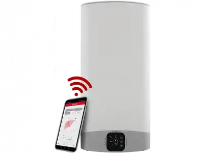 Termo eléctrico - Ariston Velis Wifi 80, Resistencia blindada, Regulador de temperatura, IPX4, Blanco