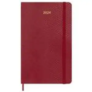 Agenda anual 2024 Moleskine L Piel vegana semana vista tapa blanda Rojo en caja regalo