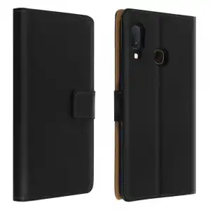 Avizar Funda Tipo Libro de Cuero Negro para Samsung Galaxy A20e