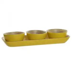 Bol De Bambú Natural, Set De 4. Ideal Para El Menaje De Hogar/cocina. Diseño Original, Natural Y Elegante 32x12,7x3,5cm