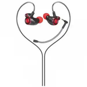 HP DHE7002 Auriculares con Micrófono Desmontable Negro/Rojo