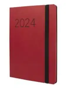 Agenda anual 2024 Finocam A5 Flexi Lisa FA5 semana vista vertical Rojo