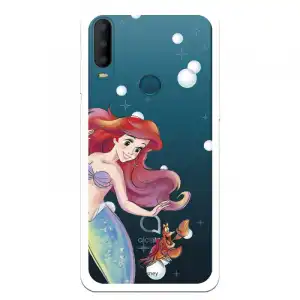 Funda Para Alcatel 1s 2020 Oficial De Disney Ariel Y Sebastián Burbujas - La Sirenita