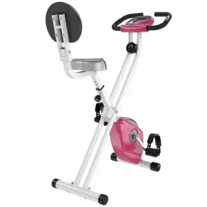 HomCom Bicicleta Estática Plegable Rosa