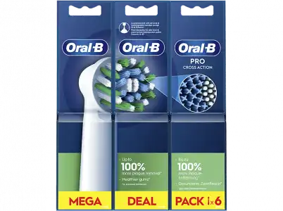 Recambio para cepillo dental - Oral-B Pro CrossAction, Cabezales De Recambio, 6 Unidades, Blanco