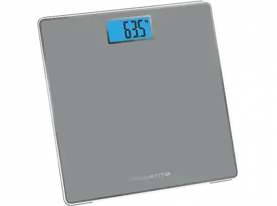 Báscula de baño - Rowenta BS1500, Pantalla LCD, 160 kg, Apagado y encendido automático, Vidrio templado, Plata
