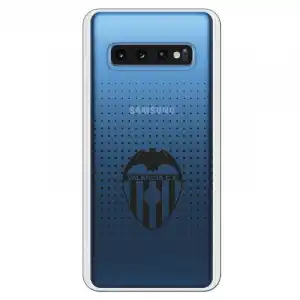 Funda Oficial Valencia Escudo Transparente Negro Trama Para Samsung Galaxy S10