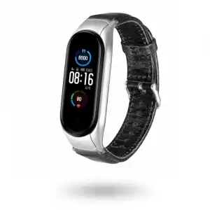 Nueboo Correa de Cuero Negra para Xiaomi Mi Smart Band 3/4