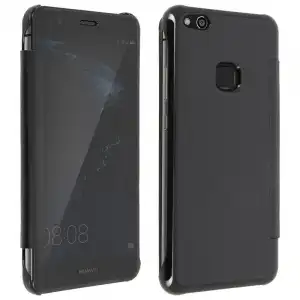 Avizar Funda Libro Translúcida Efecto Espejo Negra para Huawei P10 Lite