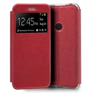 Cool Funda Flip Cover Liso Roja para Xiaomi Redmi Note 8