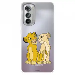 Funda Para Motorola Edge 30 Oficial De Disney Simba Y Nala Silueta - El Rey León