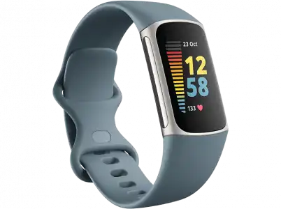 Pulsera de actividad - Fitbit Charge 5, Azul Acero, 13 21 cm, 1.04", GPS, BT LE, ECG, NFC, SpO2
