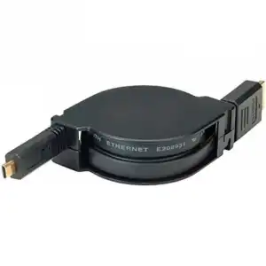 Value Cable HDMI Tipo A/D Retráctil Alta Velocidad con Ethernet Macho/Macho 1.2m Negro