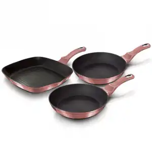 Berlinger Haus I-rose Juego 2 Sartenes Y Grill Inducción 20-24-28cm, Aluminio, Antiadherente Rosa