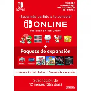 Nintendo Switch Online + Expansion Pack Membership Suscripción Individual Anual Código Digital