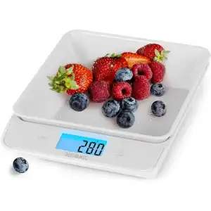 Duronic KS100 WH Báscula de Cocina Digital con Bol 1.2L Blanco