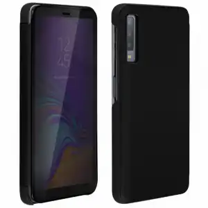Avizar Funda Libro Translúcida Negra para Samsung Galaxy A7 2018