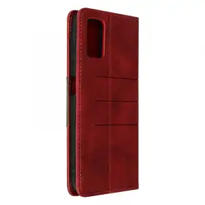 Funda Galaxy A03s Polipiel Suave Y Sedosa Tarjetero Soporte Vídeo Rojo