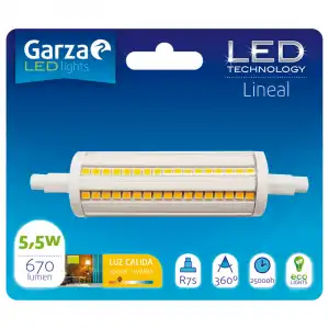 Garza Lineal Bombilla LED 5W R7S Blanco Cálido