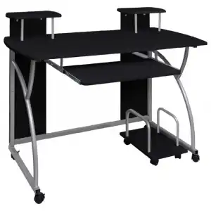 Vidaxl Escritorio Ordenador Madera Contrachapada Negro 110x52x88,5 Cm