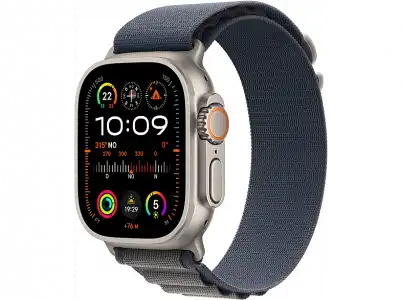 Apple Watch Ultra 2 (2023), GPS + Cellular, 49 mm, Caja de titanio, Gesto doble toque, Correa Alpine Loop en Talla M color Azul