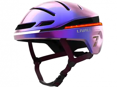 Casco - Livall EVO21, M (54-58 cm), Para patinete y bici, SOS, Luz de posición freno, Iluminación 360, Intermitentes Resistente a lluvia, Púrpura
