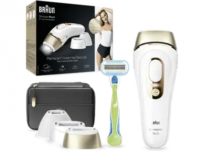 Depiladora IPL - Braun Silk Expert Pro 5 PL5243, Para Mujeres, Depilación permanente, Skin 2.0, Blanco