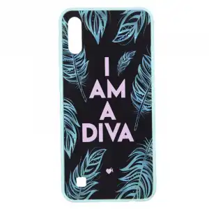 Funda I'm A Diva Borde Azul Para Samsung Galaxy A10 - Oficial De La Vecina Rubia