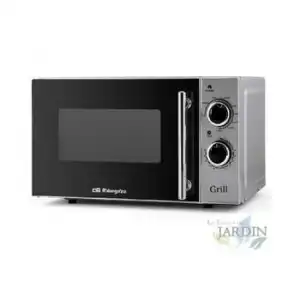 Microondas 20 L Orbegozo. Potencia 700w. Grill 900w. Frontal Con Detalle Inox. 5 Niveles De Potencia + Grill + 3 Combi.