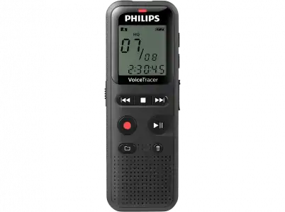 Grabadora de voz - Philips VoiceTracer DVT1160, 8 GB Flash NAND, 1.29" LCD, USB, 1 canal, Altavoz, Negro