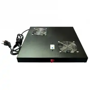 Phasak PHC 5652 Conjunto de Ventilación 2x120mm con Termostato 1U para Armario Rack 19" Negro