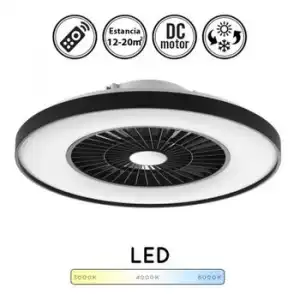 Ventilador De Techo Atlas Negro Con Luz Led Incorporada De 33w