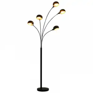 VidaXL Lámpara de Pie 5xE14 200cm Negro/Dorado