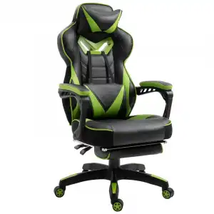 Vinsetto Silla Ergonómica con Reposapiés Verde/Negra