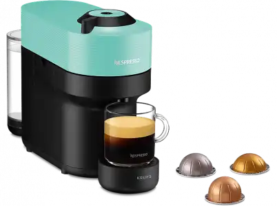 Cafetera de cápsulas - Nespresso® Krups Vertuo Pop XN920410, 1500 W, 0.56 L, Tecnología Centrifusion, Wi-Fi, Aqua Mint