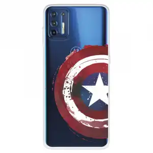 Funda Para Motorola Moto G9 Plus Oficial De Marvel Capitán América Escudo Transparente - Marvel