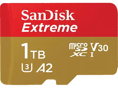 Tarjeta Micro SDXC - SanDisk Extreme, 1 TB, Hasta 190 MB/s lectura, UHS-I, U3, V30, A2, Clase 10, Multicolor