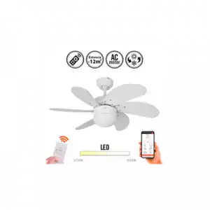 Ventilador De Techo Wifi Con Luz Brochina Blanco